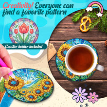 Load image into Gallery viewer, 6pcs Flower DIY Diamond Painting Coasters Kits with Holder for Adult Beginner
