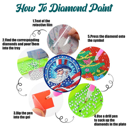 6 Pcs DIY Diamond Painting Coasters Kits with Holder DIY Diamond Art Coaster Set