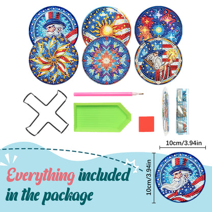 6 Pcs DIY Diamond Painting Coasters Kits with Holder DIY Diamond Art Coaster Set