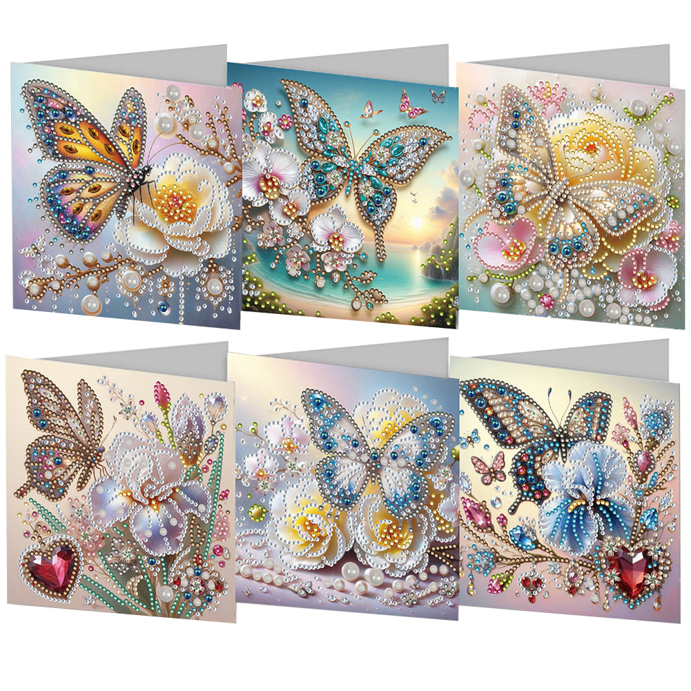 6pcs DIY Diamond Art Greeting Cards 5D Rhinestone Arts Greetings Birthday Card