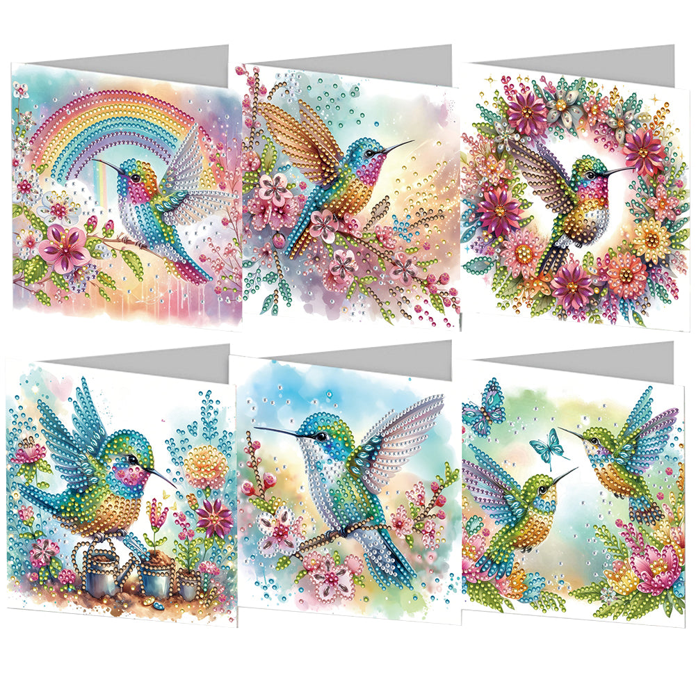 6pcs DIY Diamond Art Greeting Cards 5D Rhinestone Arts Greetings Birthday Card