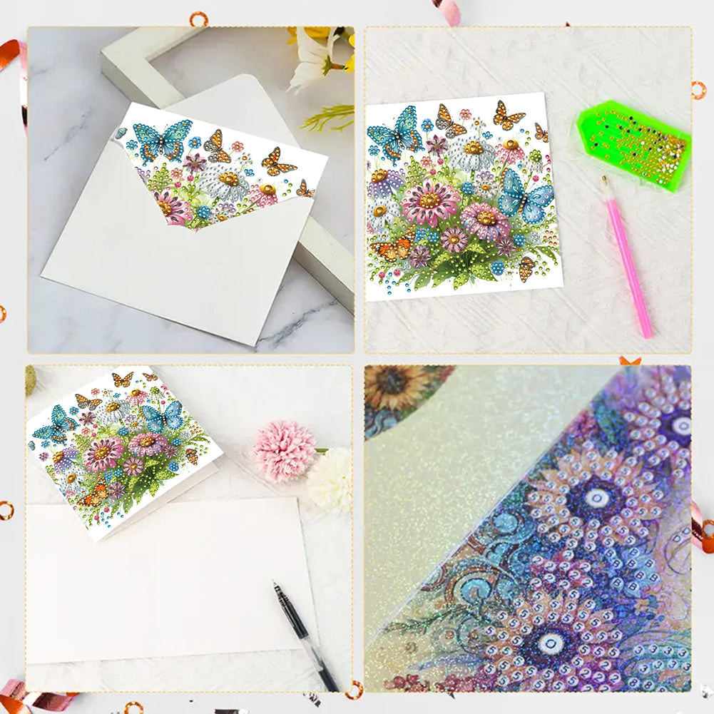 6pcs DIY Diamond Art Greeting Cards 5D Rhinestone Arts Greetings Birthday Card