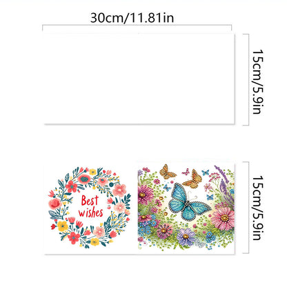 6pcs DIY Diamond Art Greeting Cards 5D Rhinestone Arts Greetings Birthday Card