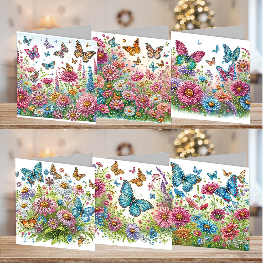 6pcs DIY Diamond Art Greeting Cards 5D Rhinestone Arts Greetings Birthday Card