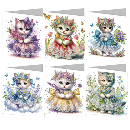 6pcs DIY Diamond Art Greeting Cards 5D Rhinestone Arts Greetings Birthday Card