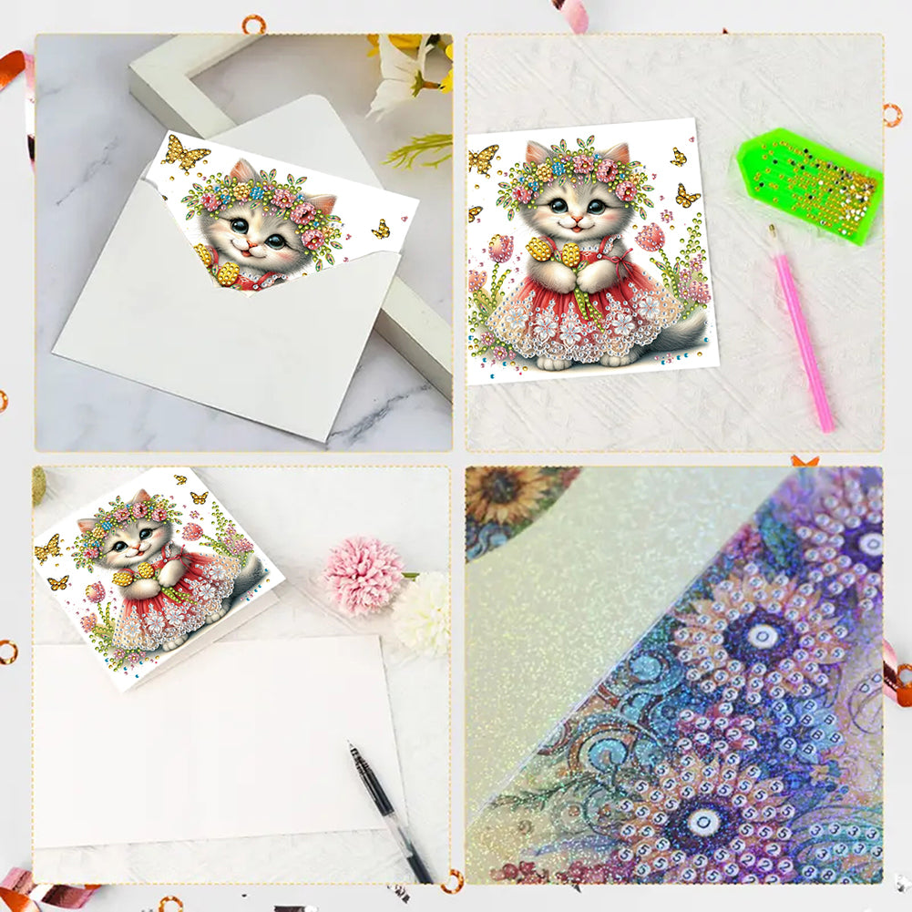 6pcs DIY Diamond Art Greeting Cards 5D Rhinestone Arts Greetings Birthday Card