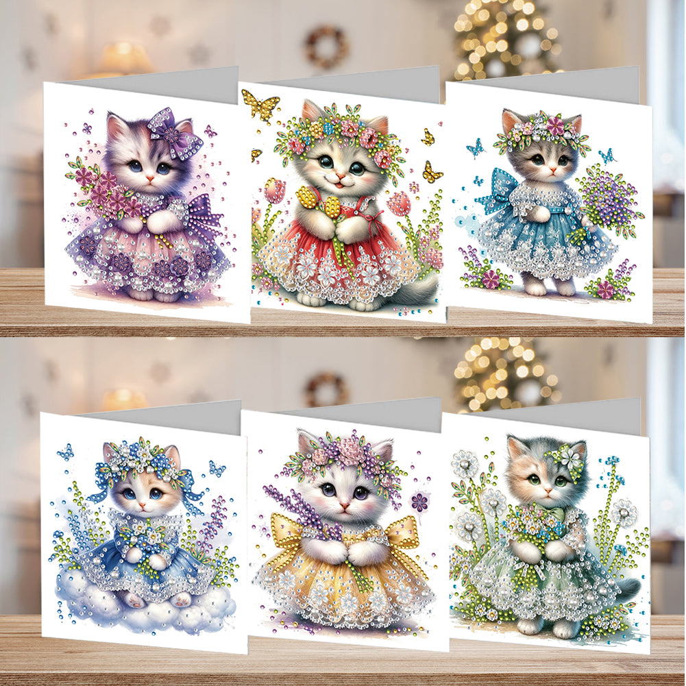 6pcs DIY Diamond Art Greeting Cards 5D Rhinestone Arts Greetings Birthday Card