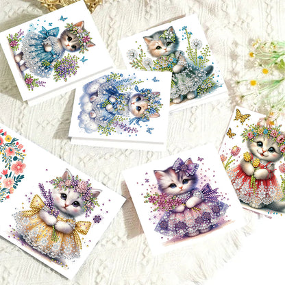 6pcs DIY Diamond Art Greeting Cards 5D Rhinestone Arts Greetings Birthday Card