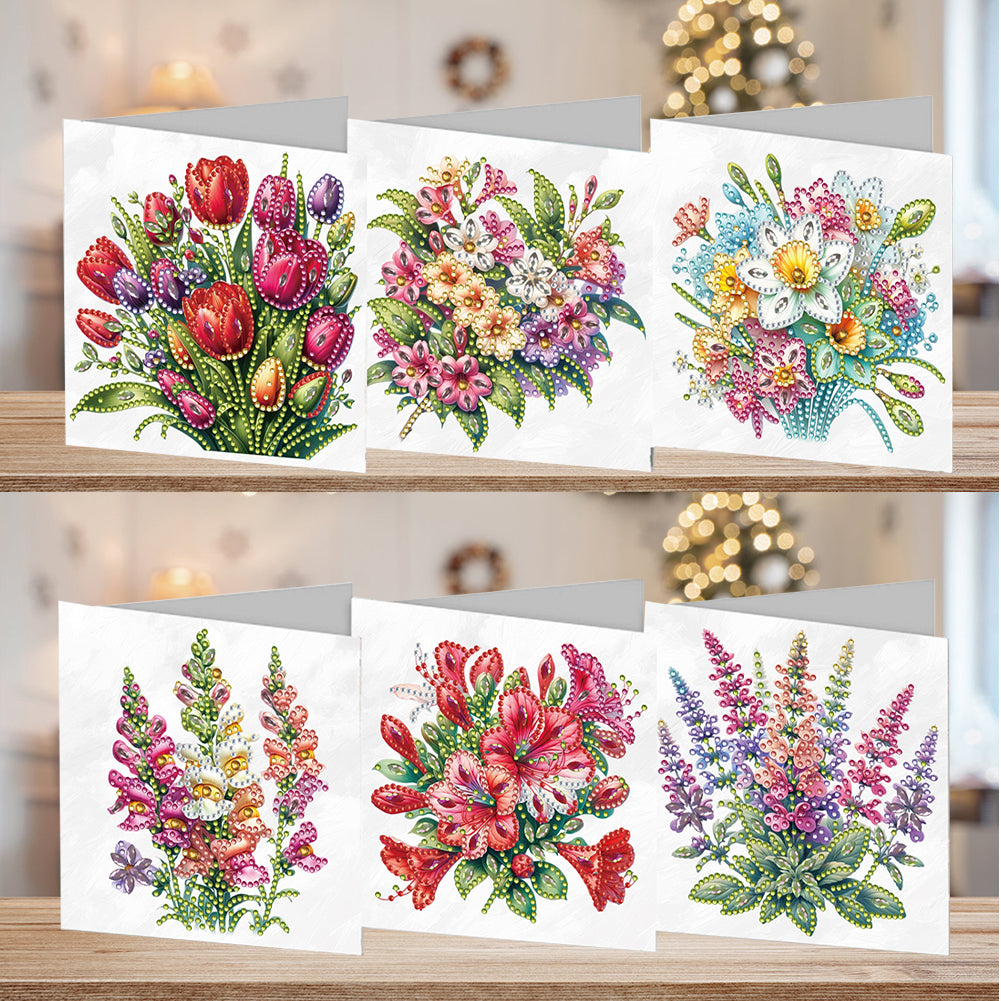 6pcs DIY Diamond Art Greeting Cards 5D Rhinestone Arts Greetings Birthday Card