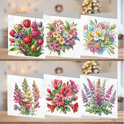 6pcs DIY Diamond Art Greeting Cards 5D Rhinestone Arts Greetings Birthday Card