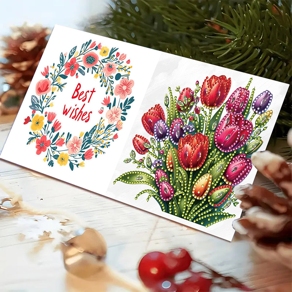6pcs DIY Diamond Art Greeting Cards 5D Rhinestone Arts Greetings Birthday Card