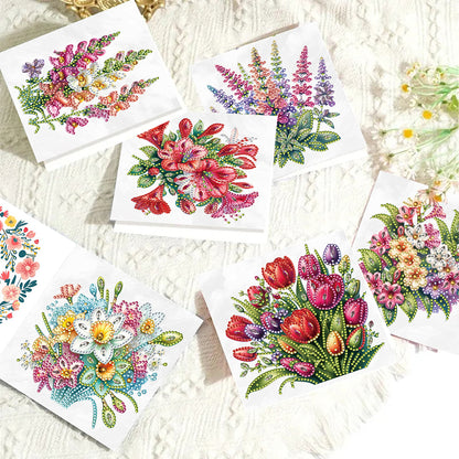 6pcs DIY Diamond Art Greeting Cards 5D Rhinestone Arts Greetings Birthday Card