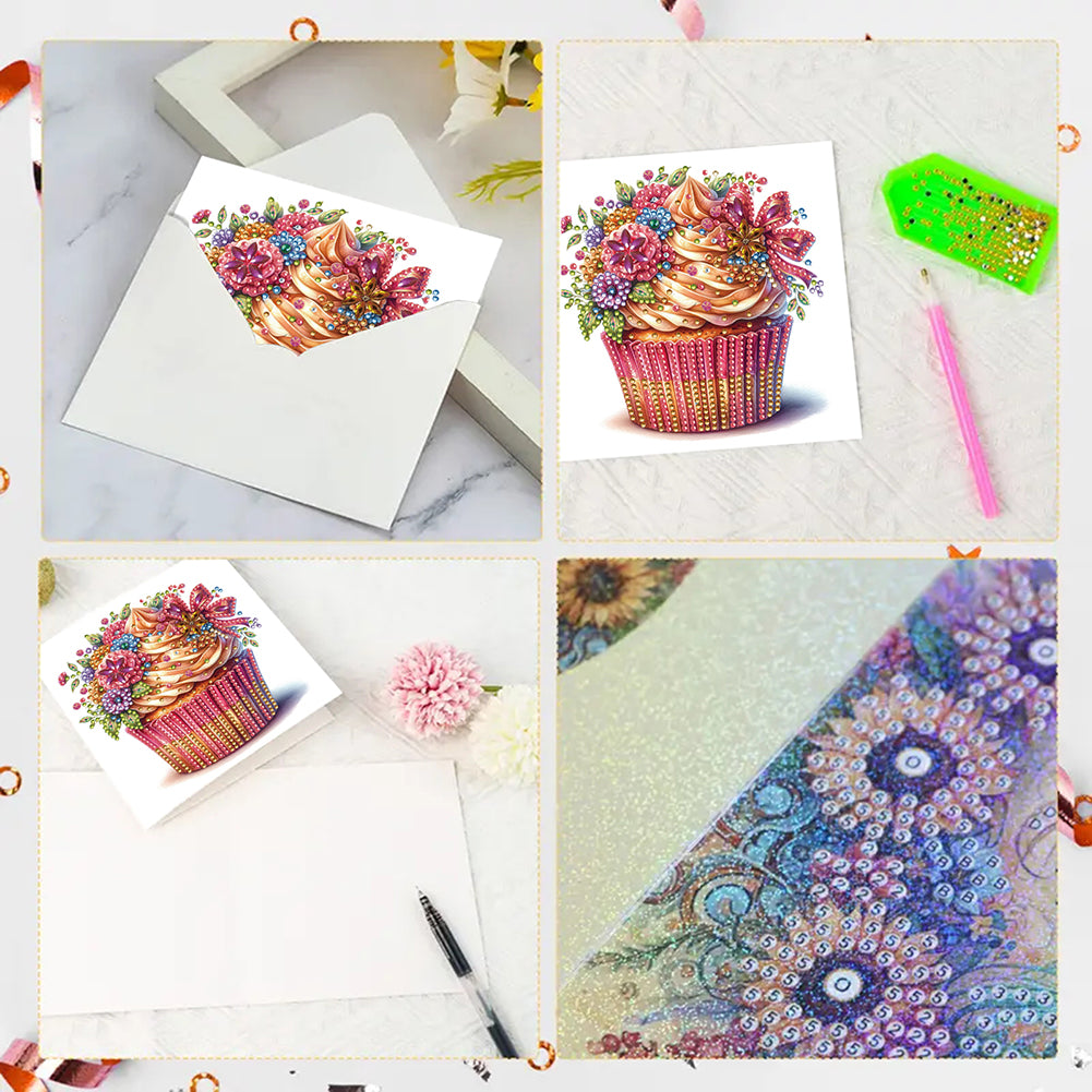 6pcs DIY Diamond Art Greeting Cards 5D Rhinestone Arts Greetings Birthday Card