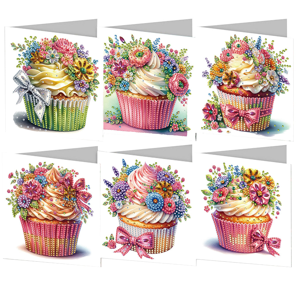 6pcs DIY Diamond Art Greeting Cards 5D Rhinestone Arts Greetings Birthday Card