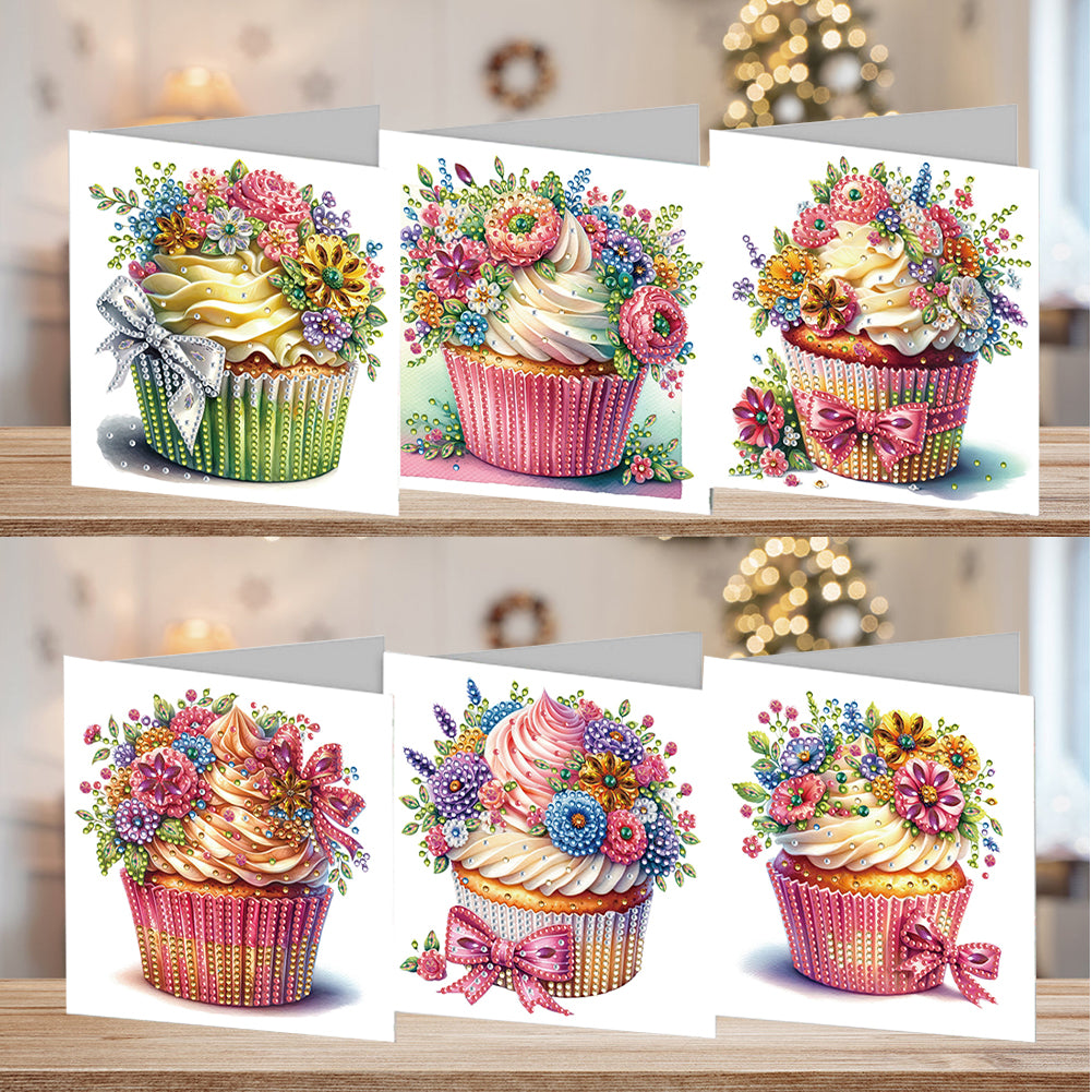 6pcs DIY Diamond Art Greeting Cards 5D Rhinestone Arts Greetings Birthday Card