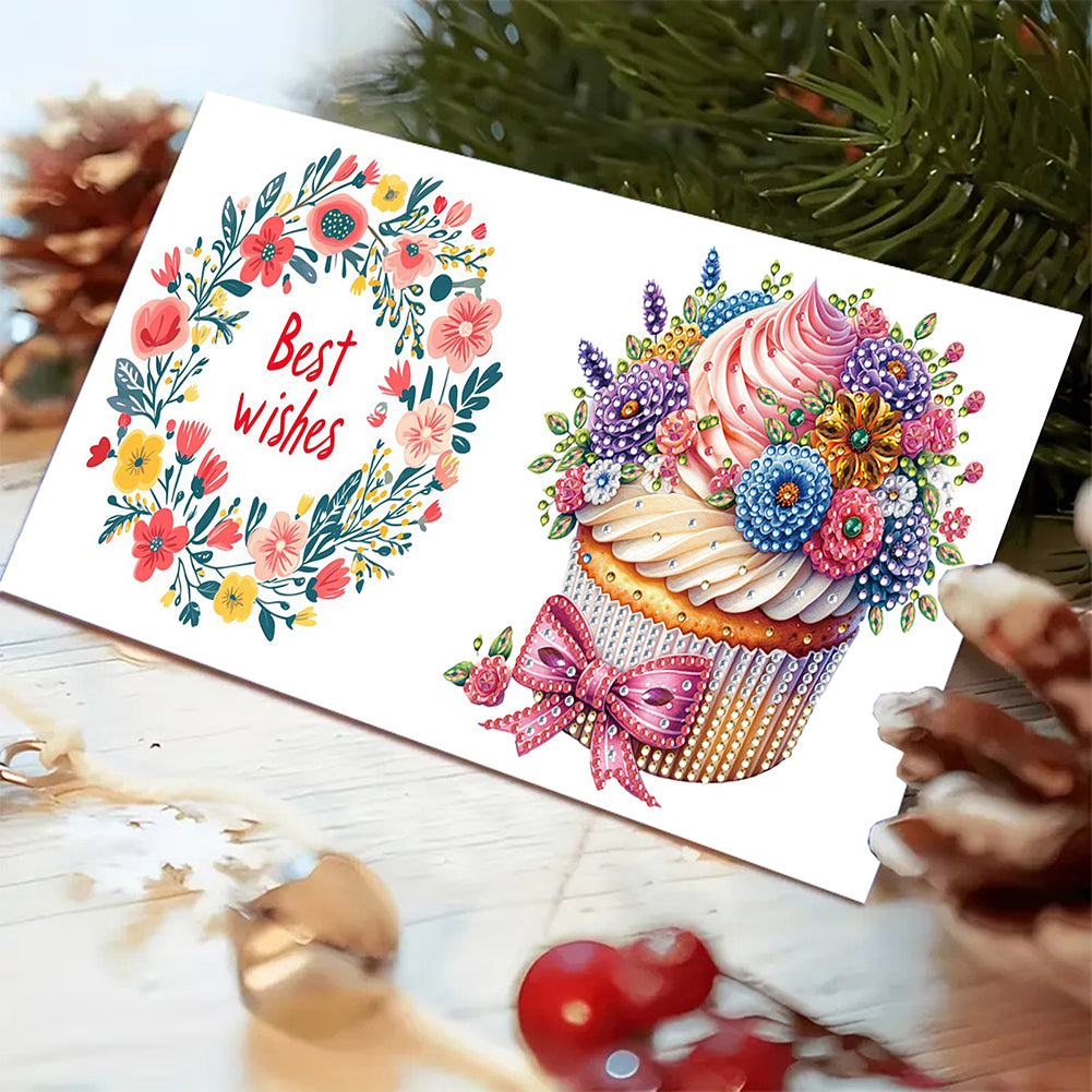 6pcs DIY Diamond Art Greeting Cards 5D Rhinestone Arts Greetings Birthday Card