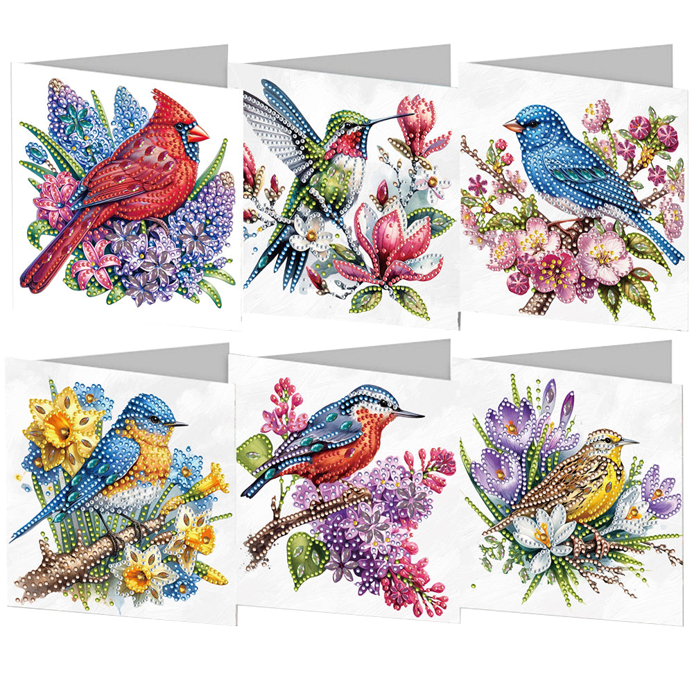 6pcs DIY Diamond Art Greeting Cards 5D Rhinestone Arts Greetings Birthday Card