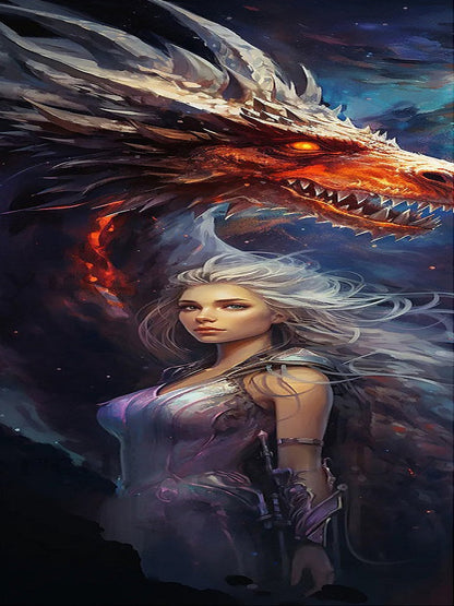 Diamond Painting - Full Round - Dragon And Girl (30*90CM)
