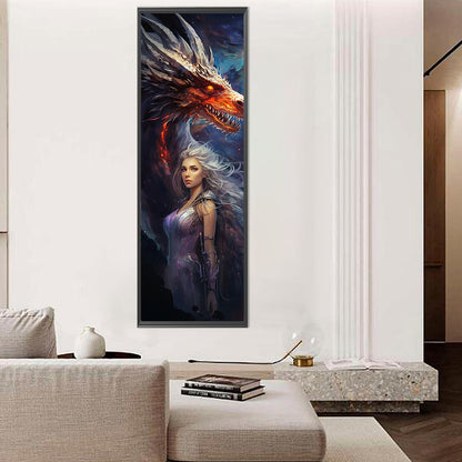 Diamond Painting - Full Round - Dragon And Girl (30*90CM)