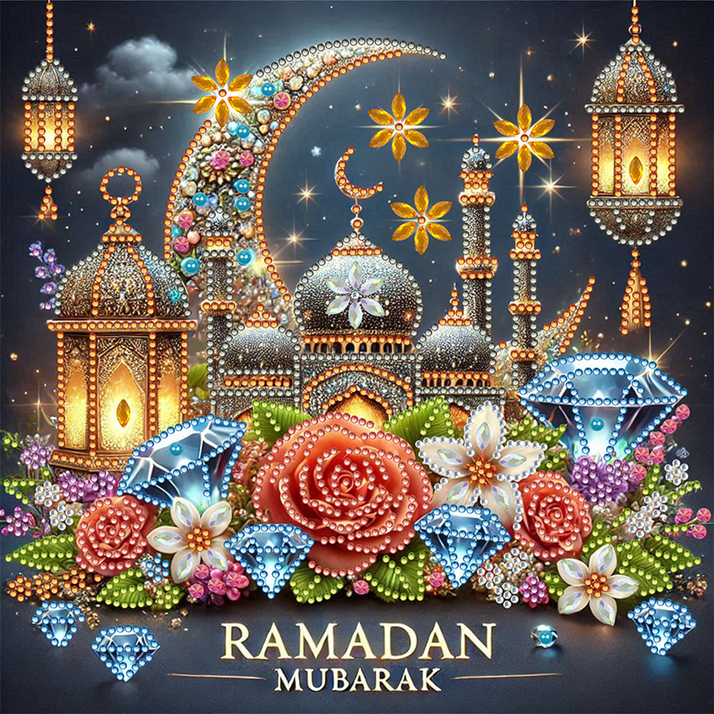 Diamond Painting - Partial Special Shaped - Ramadan Castle Crescent Moon (30*30CM)