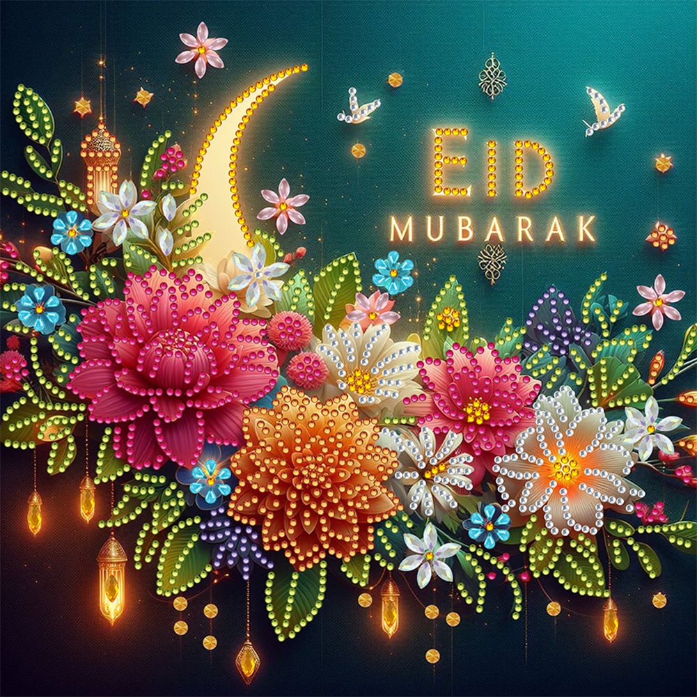 Diamond Painting - Partial Special Shaped - Ramadan Flower Crescent Moon (30*30CM)