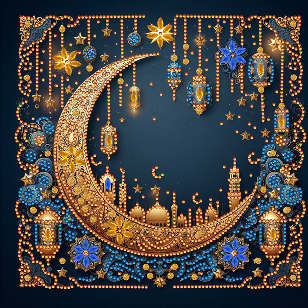 Diamond Painting - Partial Special Shaped - Crescent Moon At Night (30*30CM)