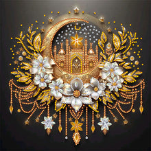 Load image into Gallery viewer, Diamond Painting - Partial Special Shaped - Flower Crescent Moon (30*30CM)
