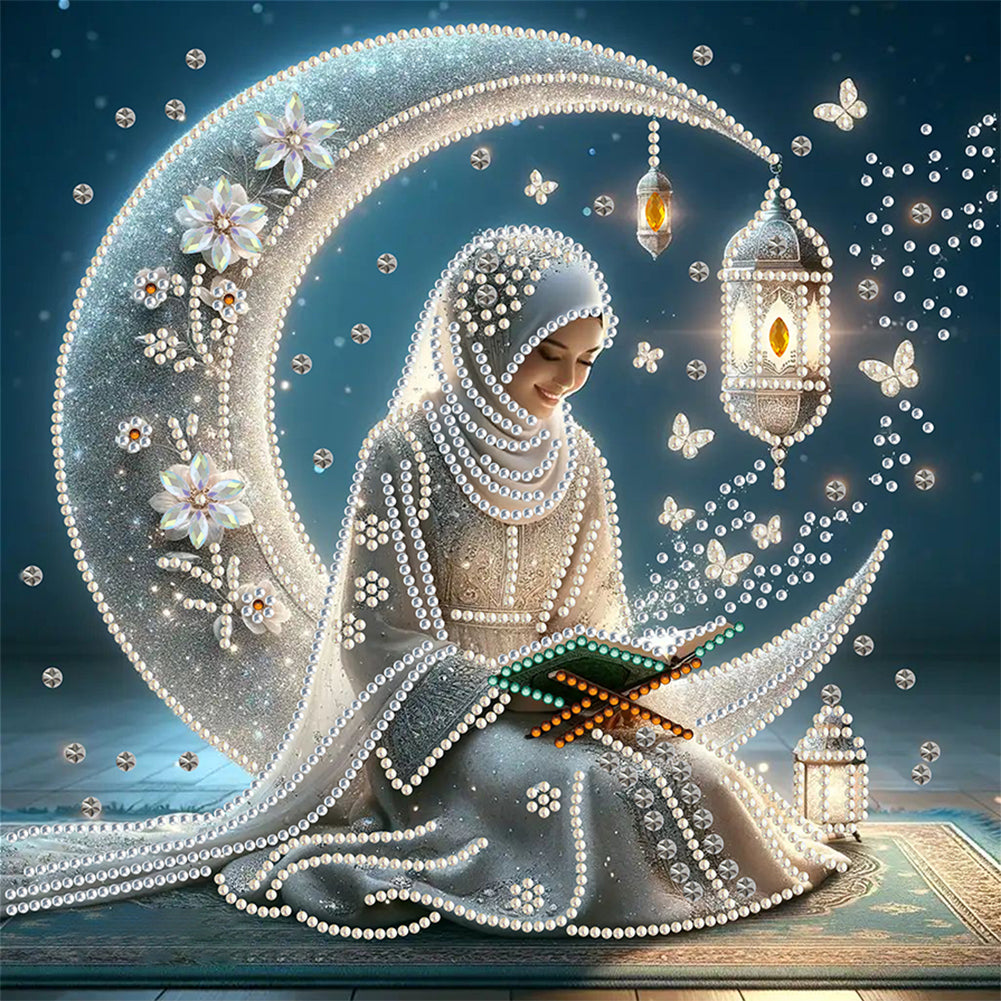 Diamond Painting - Partial Special Shaped - Pray Under The Moon (30*30CM)