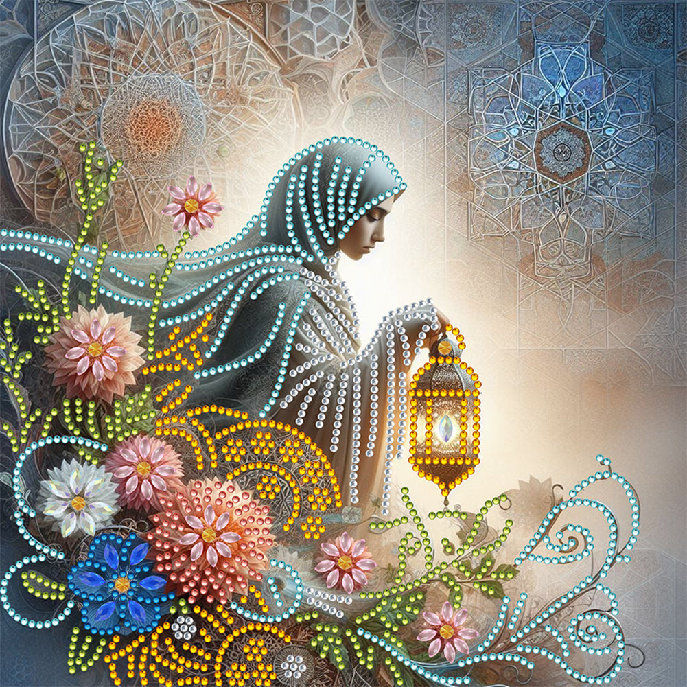 Diamond Painting - Partial Special Shaped - Flower Light Tour (30*30CM)