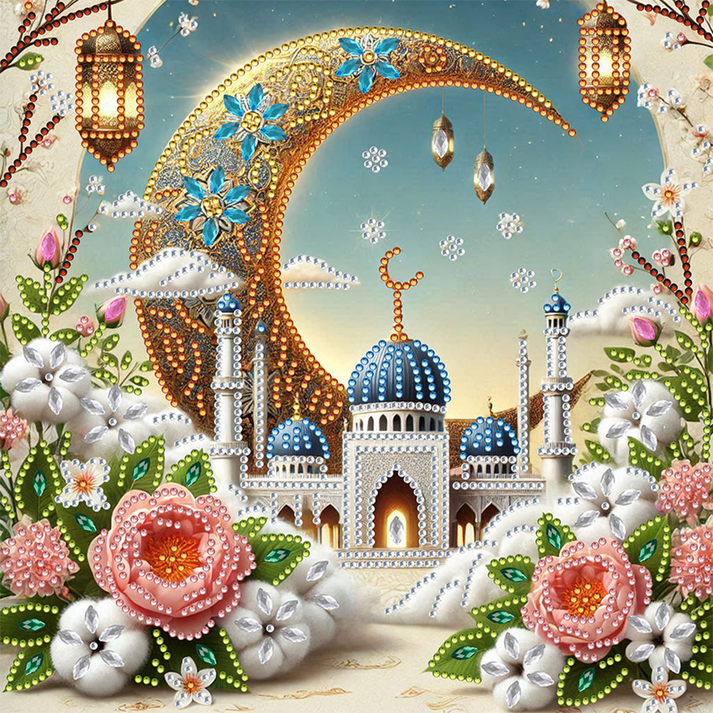Diamond Painting - Partial Special Shaped - Cotton Crescent Moon Castle (30*30CM)