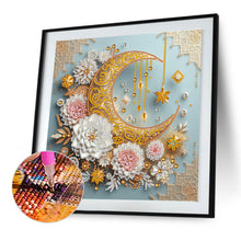 Load image into Gallery viewer, Diamond Painting - Partial Special Shaped - Flower Crescent Moon (30*30CM)
