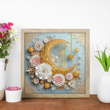 Load image into Gallery viewer, Diamond Painting - Partial Special Shaped - Flower Crescent Moon (30*30CM)
