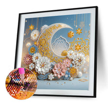 Load image into Gallery viewer, Diamond Painting - Partial Special Shaped - Flower Crescent Moon (30*30CM)
