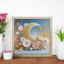 Load image into Gallery viewer, Diamond Painting - Partial Special Shaped - Flower Crescent Moon (30*30CM)
