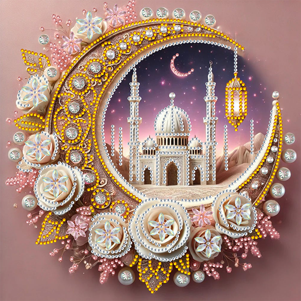 Diamond Painting - Partial Special Shaped - Crescent Moon In Stars (30*30CM)
