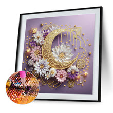 Load image into Gallery viewer, Diamond Painting - Partial Special Shaped - Crescent Moon In Flowers (30*30CM)
