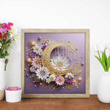 Load image into Gallery viewer, Diamond Painting - Partial Special Shaped - Crescent Moon In Flowers (30*30CM)
