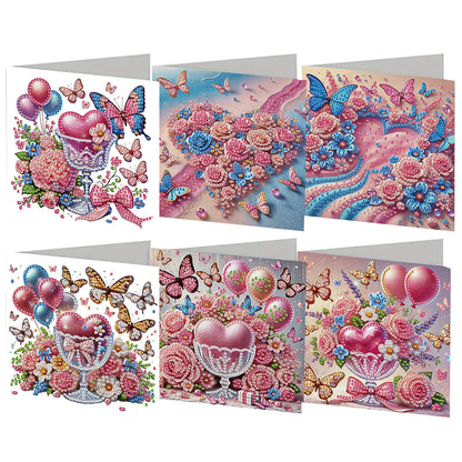 6pcs DIY Diamond Art Greeting Cards 5D Rhinestone Arts Greetings Birthday Card