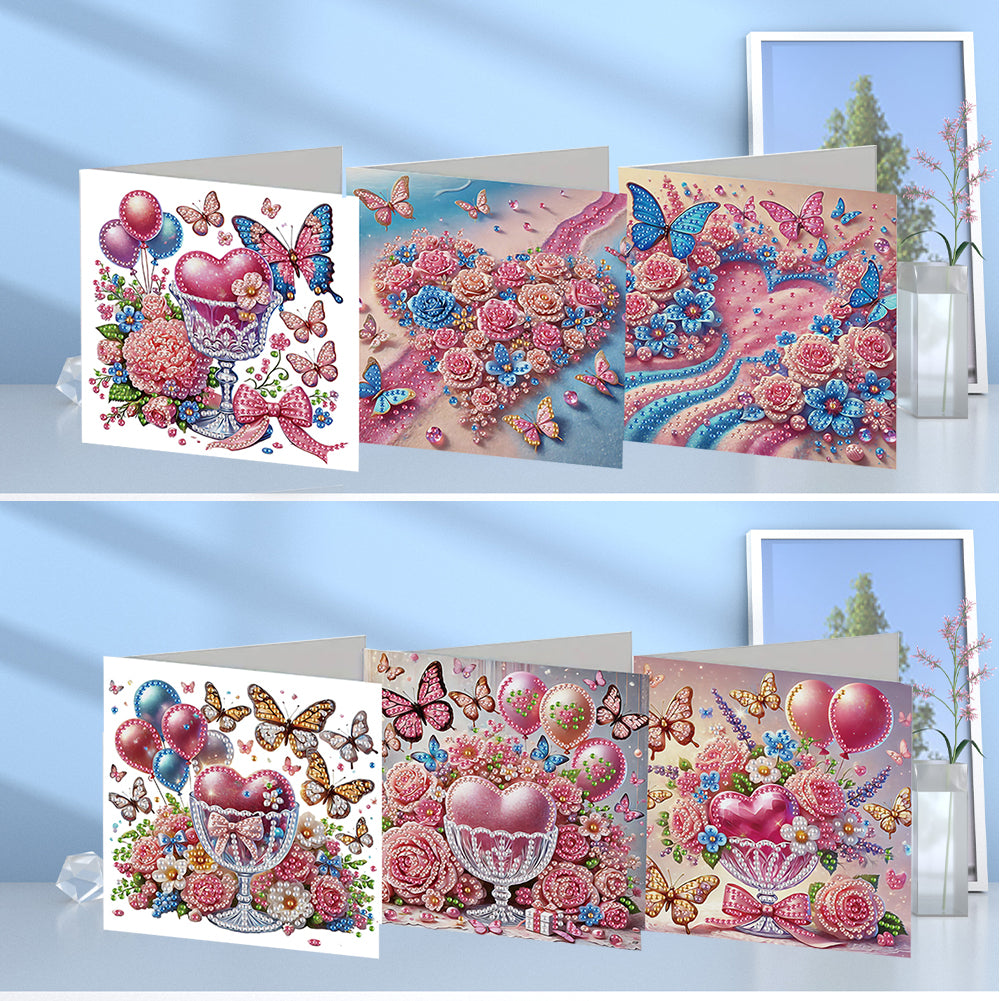 6pcs DIY Diamond Art Greeting Cards 5D Rhinestone Arts Greetings Birthday Card