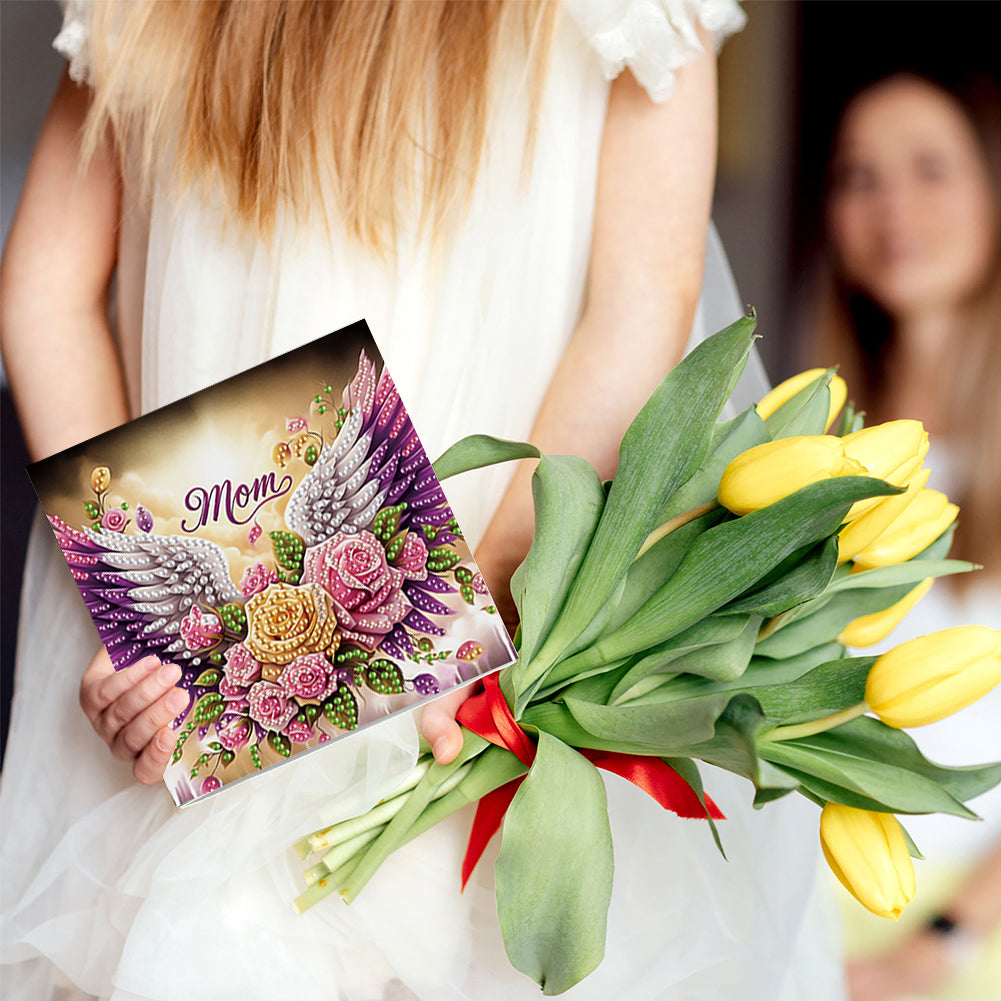 6Pcs 5D DIY Diamond Painting Greeting Card with Envelope Gift for Mothers Day
