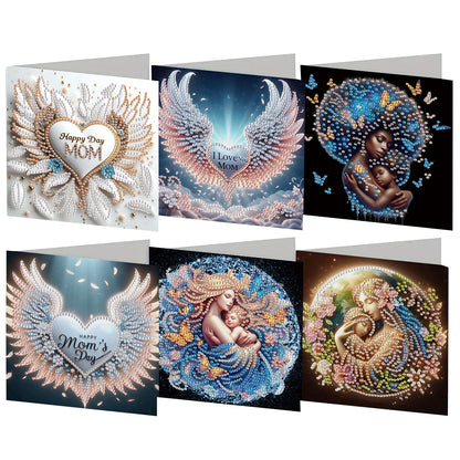 6Pcs 5D DIY Diamond Painting Greeting Card with Envelope Gift for Mothers Day
