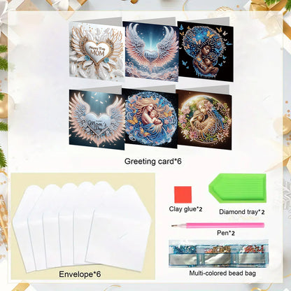 6Pcs 5D DIY Diamond Painting Greeting Card with Envelope Gift for Mothers Day