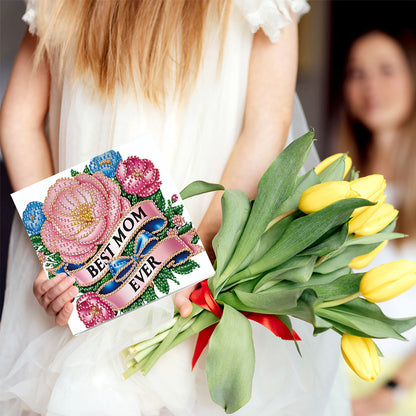 6Pcs 5D DIY Diamond Painting Greeting Card with Envelope Gift for Mothers Day