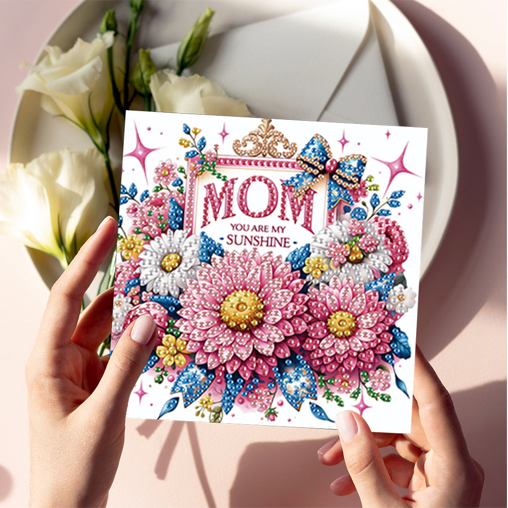 6Pcs 5D DIY Diamond Painting Greeting Card with Envelope Gift for Mothers Day