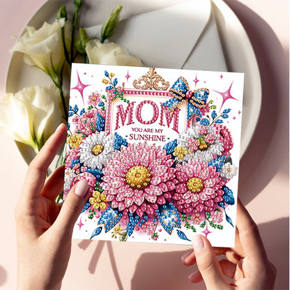 6Pcs 5D DIY Diamond Painting Greeting Card with Envelope Gift for Mothers Day