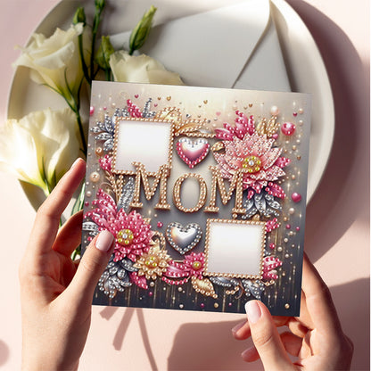 6Pcs 5D DIY Diamond Painting Greeting Card with Envelope Gift for Mothers Day