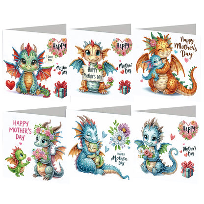6Pcs 5D DIY Diamond Painting Greeting Card with Envelope Gift for Mothers Day