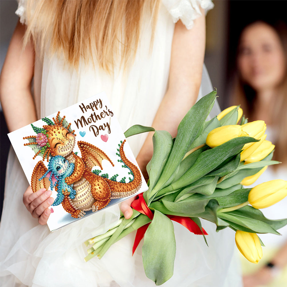 6Pcs 5D DIY Diamond Painting Greeting Card with Envelope Gift for Mothers Day