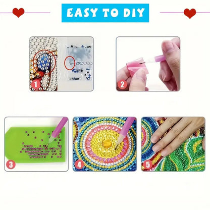6Pcs 5D DIY Diamond Painting Greeting Card with Envelope Gift for Mothers Day