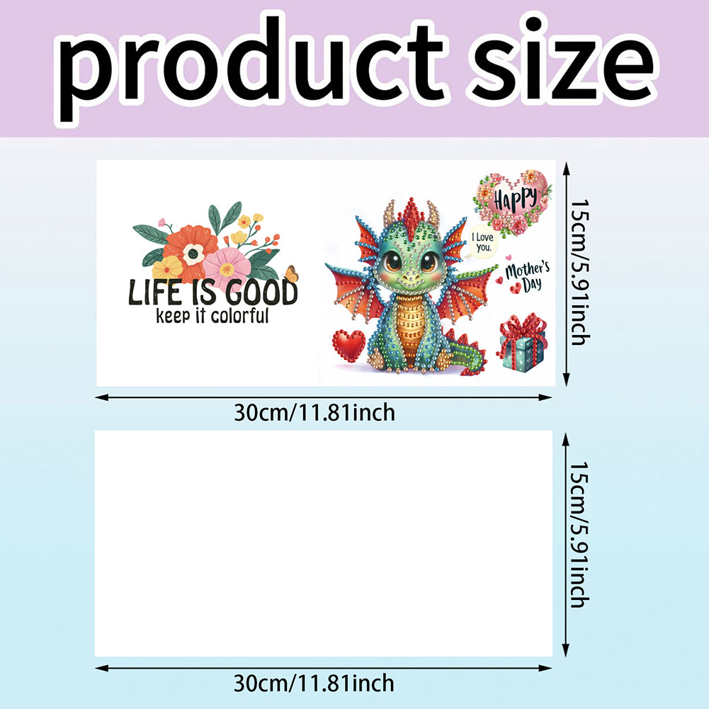 6Pcs 5D DIY Diamond Painting Greeting Card with Envelope Gift for Mothers Day